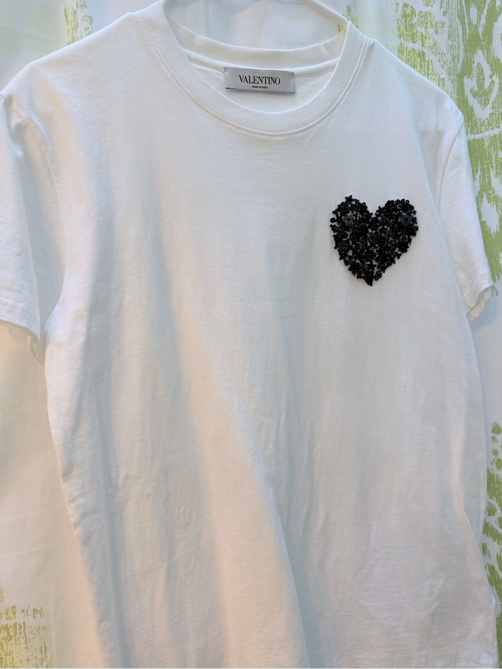 Valentino White Tee with Black Sequin Heart